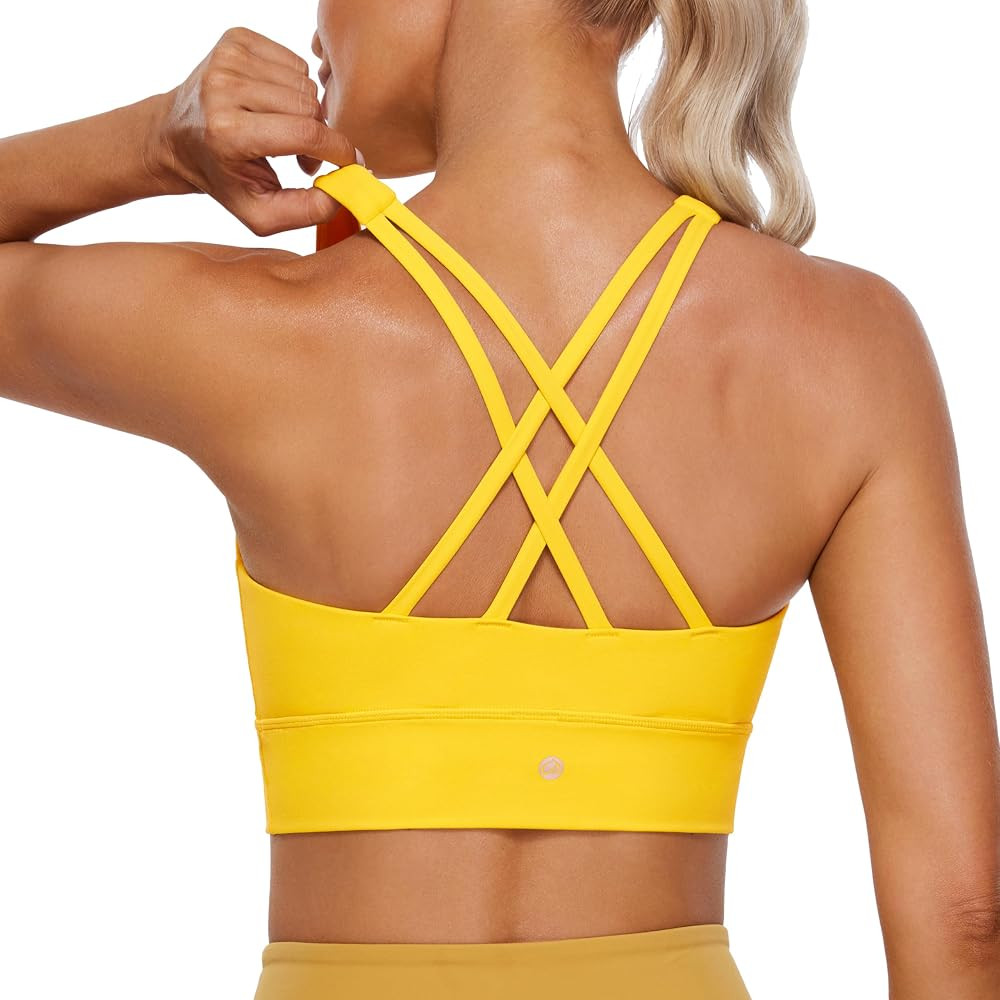 CRZ YOGA Womens Butterluxe Strappy High Neck Longline Sports Bra - Padded Criss Cross Back Workou... | Amazon (US)