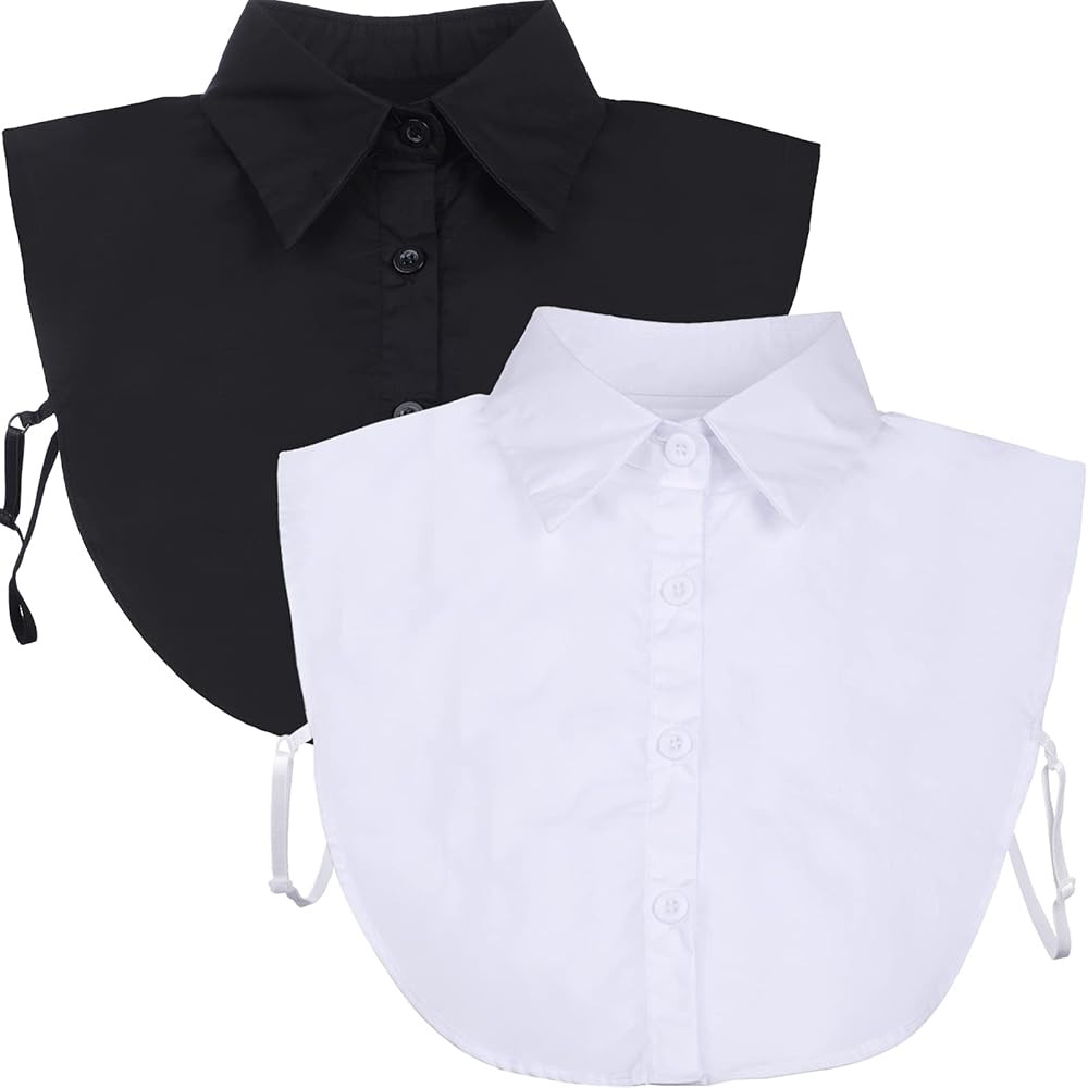Tatuo 2 Pieces Fake Collar Detachable Collar for Women Shirts Dickey Half False Blouse Dickey | Amazon (US)