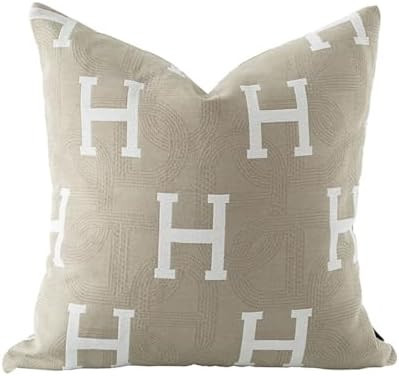18x18'' Inches Throw Pillow Cushion Cover - H Letter Embroidery Modern Fashion Style Couch Sofa P... | Amazon (US)