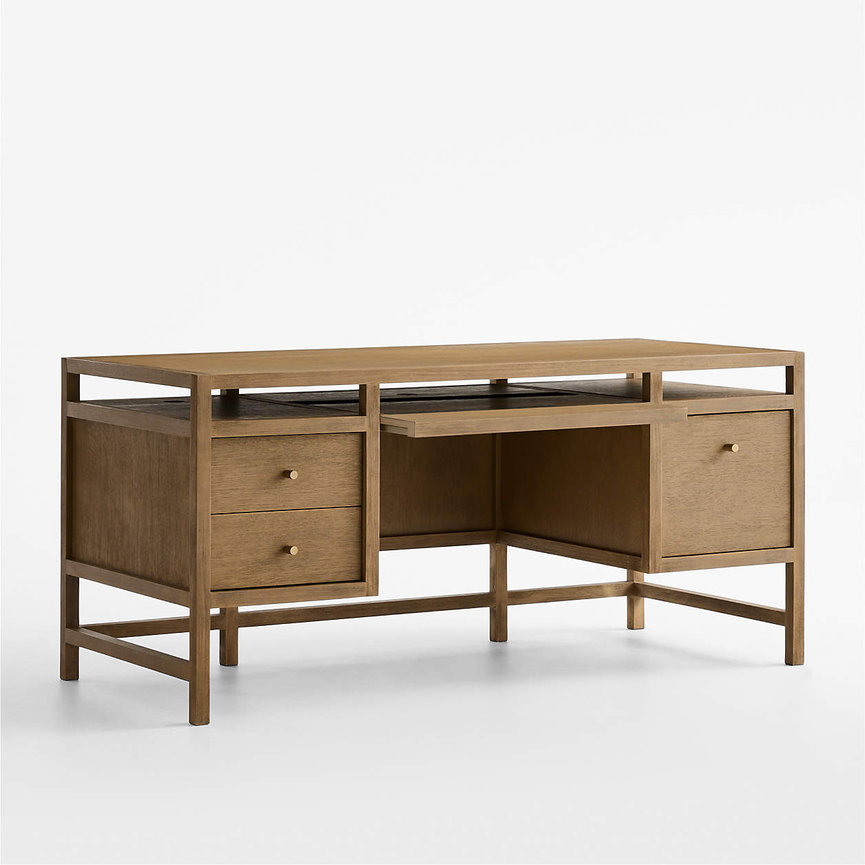 Keane 65" Solid Driftwood Desk with Outlets + Reviews | Crate & Barrel | Crate & Barrel