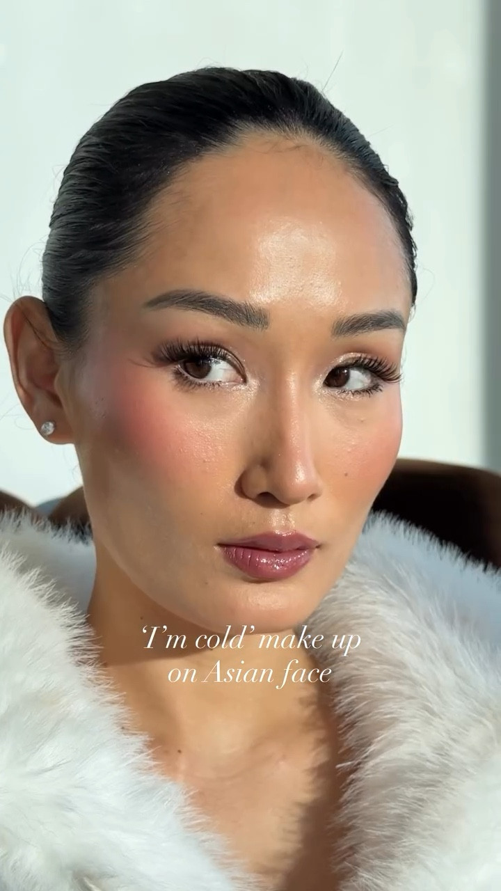 Tips for ‘I’m cold’ make up look for Asian faces! #asianmakeuptutorial #wintermakeup #asianeyemakeup