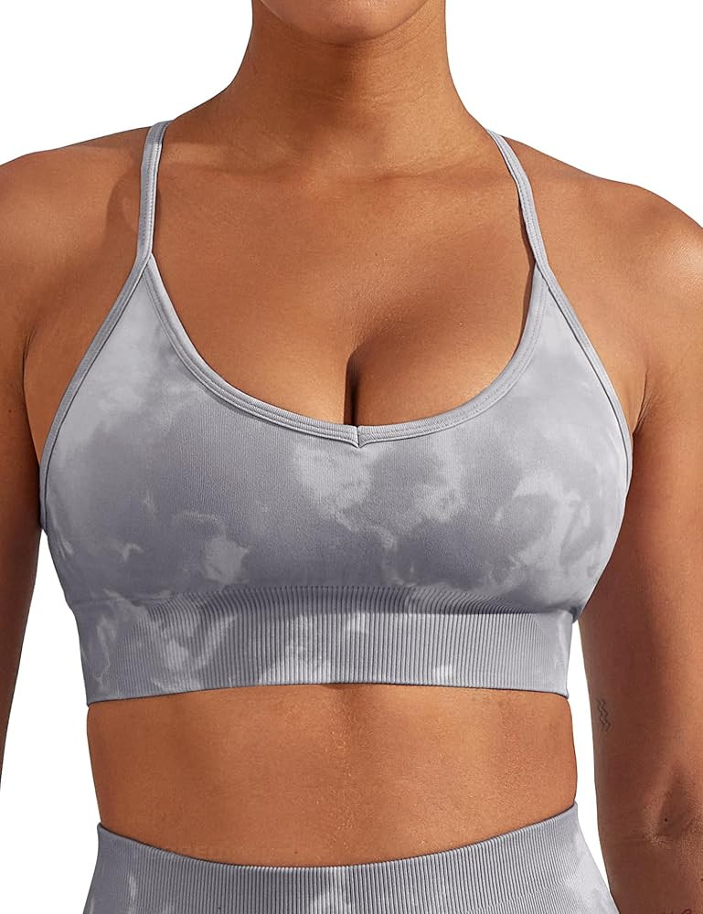 YEOREO Backless Sports Bra for Women Jada Seamless Padded V Neck Workout Bra Strappy Criss Cross ... | Amazon (US)