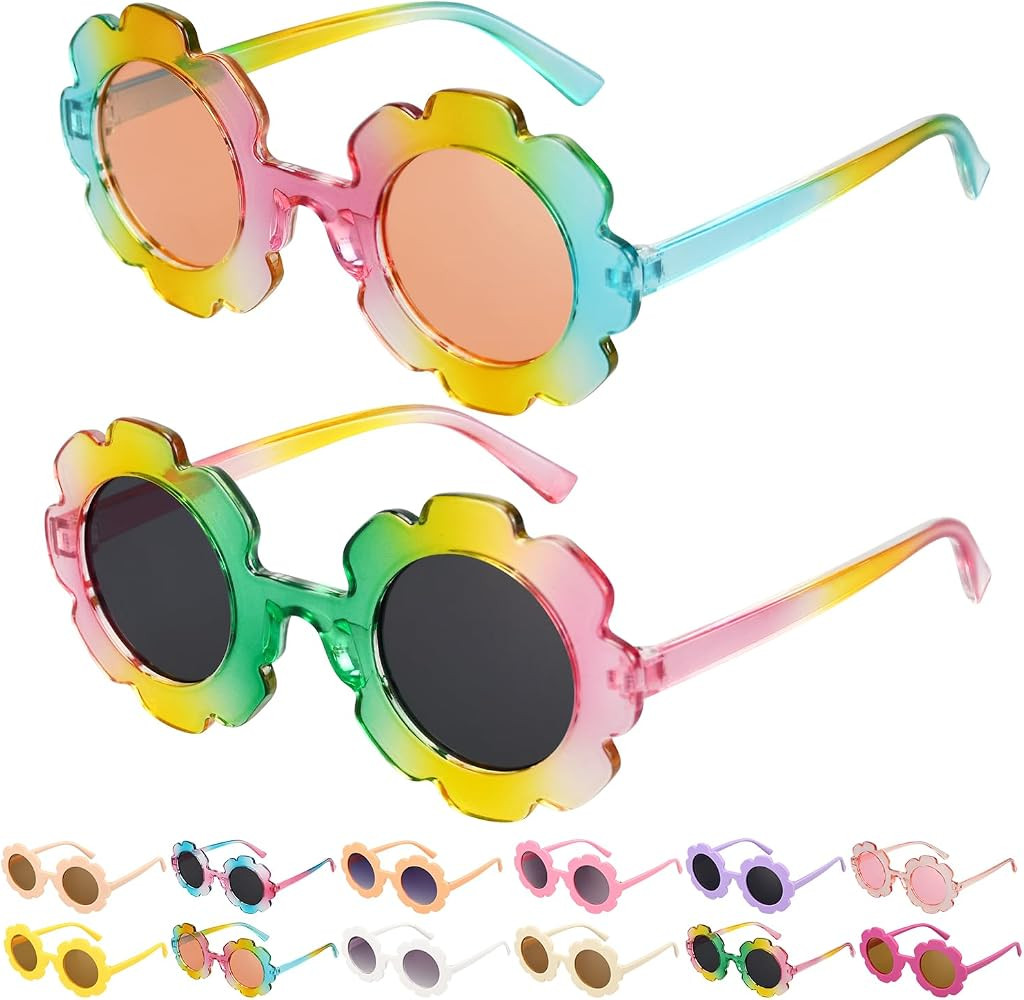 2/4/8/12/24 Pack Round Flower Sunglasses Set, Outdoor Kids Sunglasses Kit | Amazon (US)