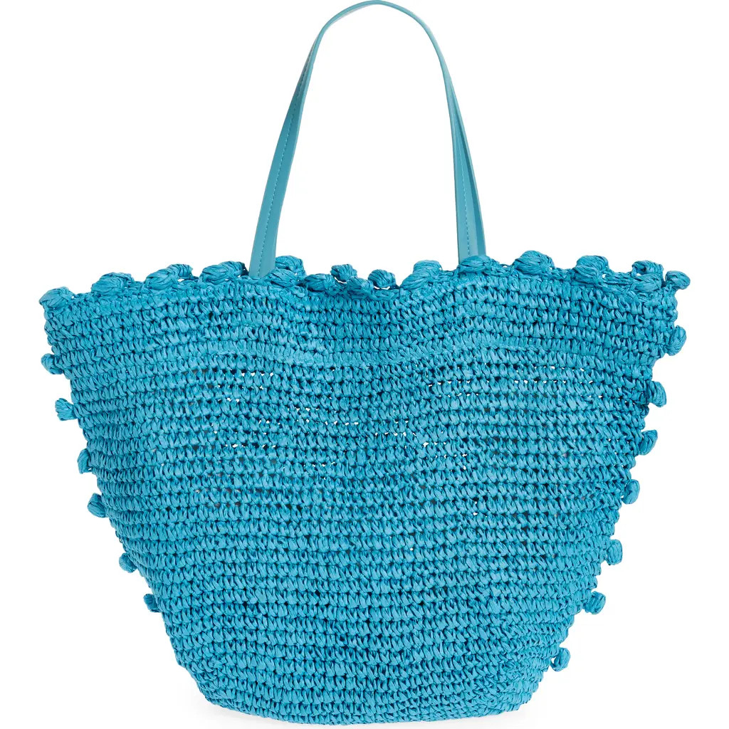 btb Los Angeles Leah Straw Tote in Turquoise at Nordstrom Rack | Nordstrom Rack