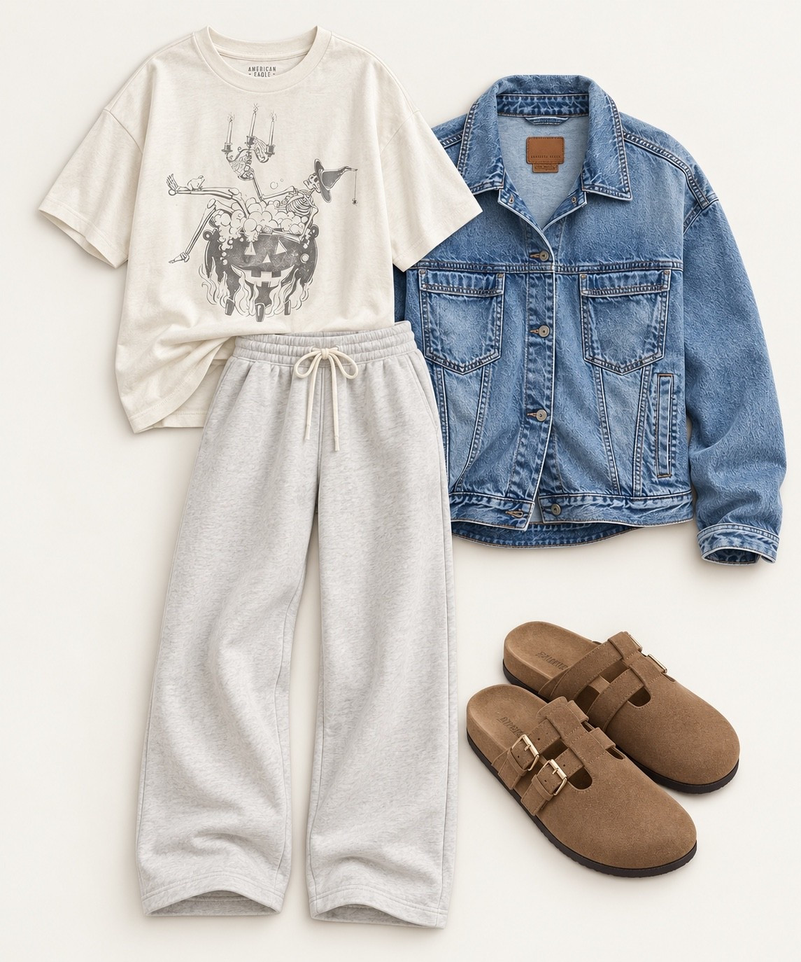 Cozy fall outfit with a little Halloween mixed in. The oversized graphic tee, denim jacket, barrel sweats + clogs make the cutest comfy everyday look. Basically my fall uniform.

#LTKSeasonal #LTKFall #LTKStyleTip

#LTKootd
