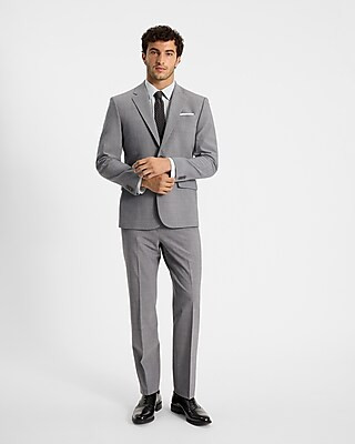 Classic Solid Gray Wool-Blend Modern Tech Suit Pant | Express