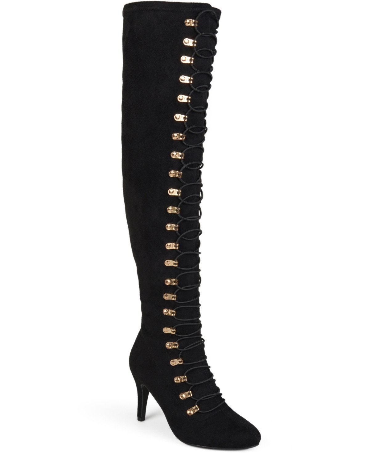 Journee Collection Women's Trill Lace Up Over The Knee Dress Boots - Black | Macy's