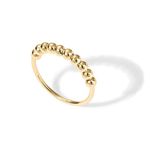 PAVOI Spinning Anxiety Ring (Beads, Yellow Gold, 9) | Amazon (US)