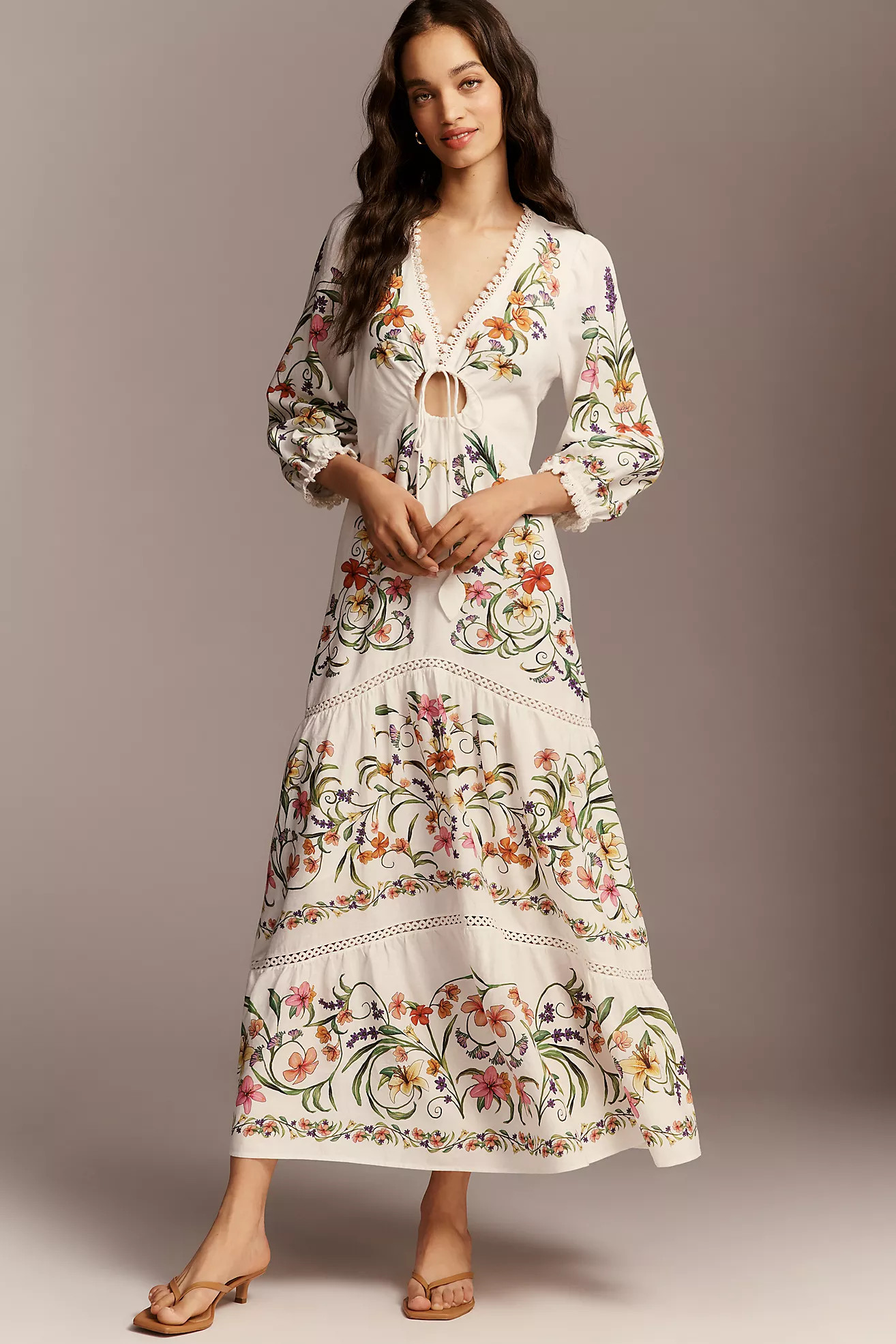 Farm Rio x Anthropologie Long-Sleeve Cutout Maxi Dress | Anthropologie (US)