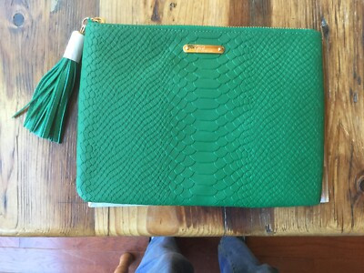 Graphic Image Medium Green Leather Zip Case  9"x 7" NWT | eBay US