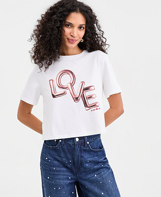 On 34th Women's Knit Short-Sleeve Love Graphic T-Shirt, Macy's Exclusive - Macy's | Macy's