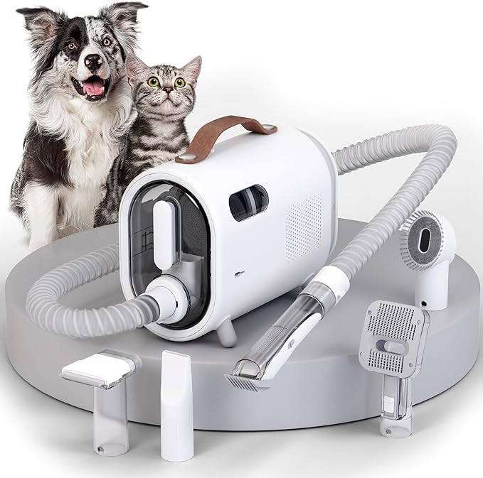 Pet Grooming Vacuum Kit - Super-Quiet Dog Hair Vacuum Groomer with Brush, Detangle, Deshed, Trim,... | Amazon (US)