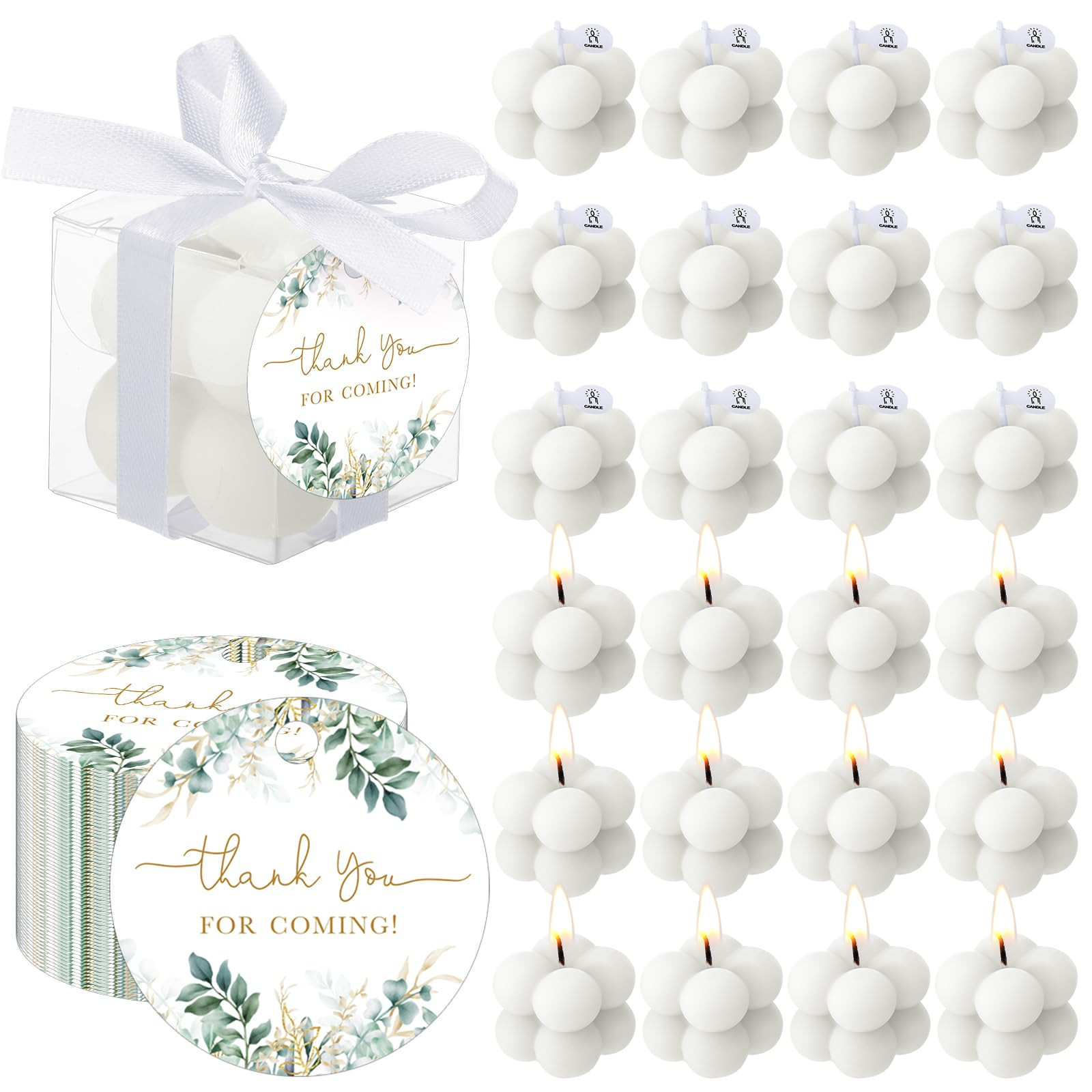 MTLEE 24 juegos de favores de boda de vegetación pequeña vela de fiesta burbuja con velas de t... | Amazon (US)