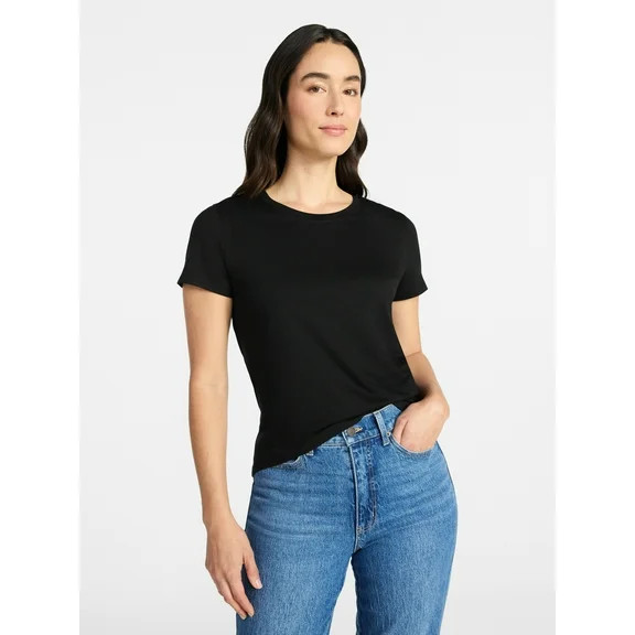 Free Assembly Women's Scoop Neck Tee with Short Sleeves, Sizes XS-XXL | Walmart (US)