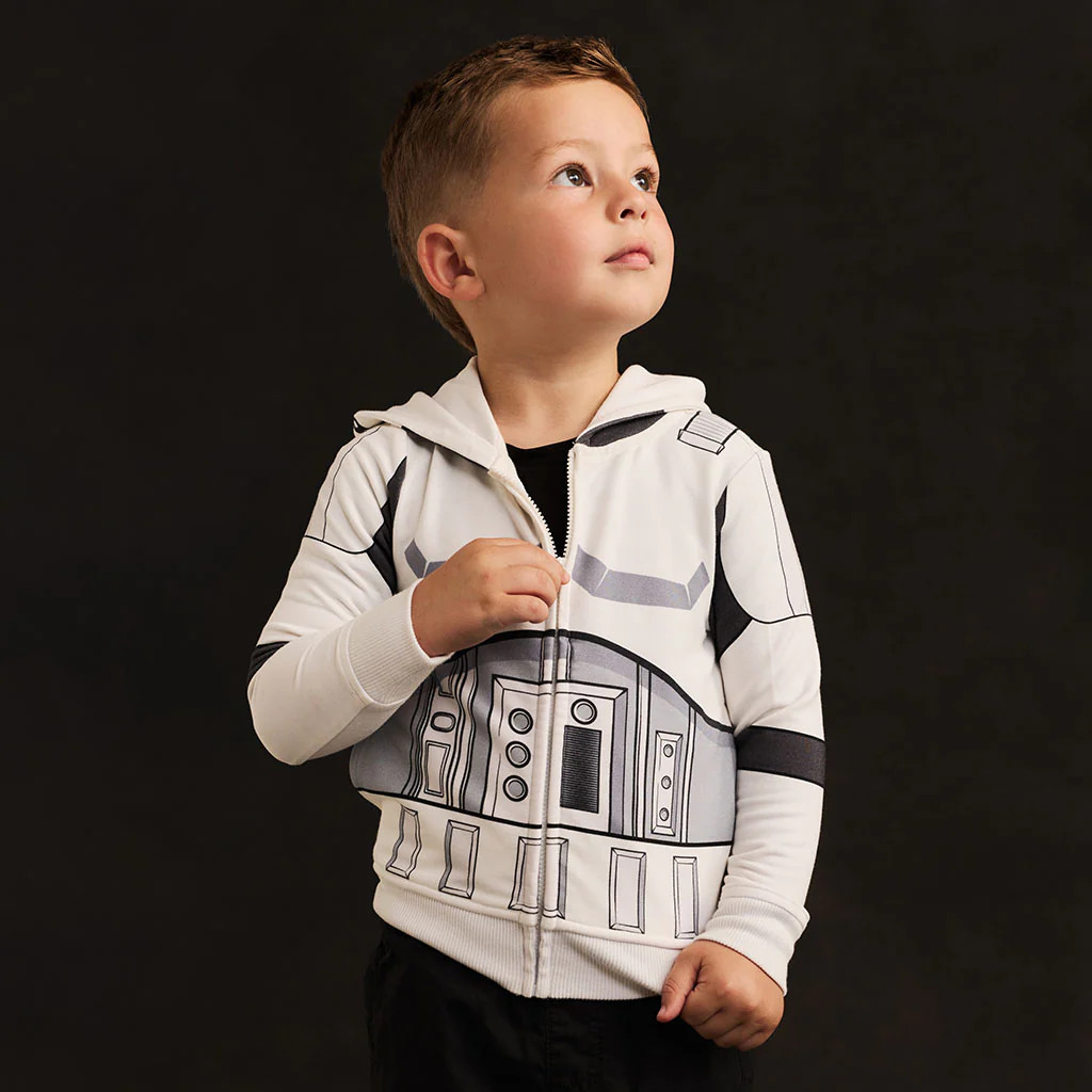 Troopers White Long Sleeve Disney Star Wars\u2122 Stormtrooper French Terry Zippered Jacket | Pos... | Posh Peanut