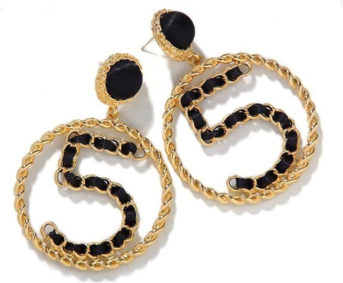 Women Jewelry Simple Weaves Number 5 Big Circle Earrings | Amazon (US)