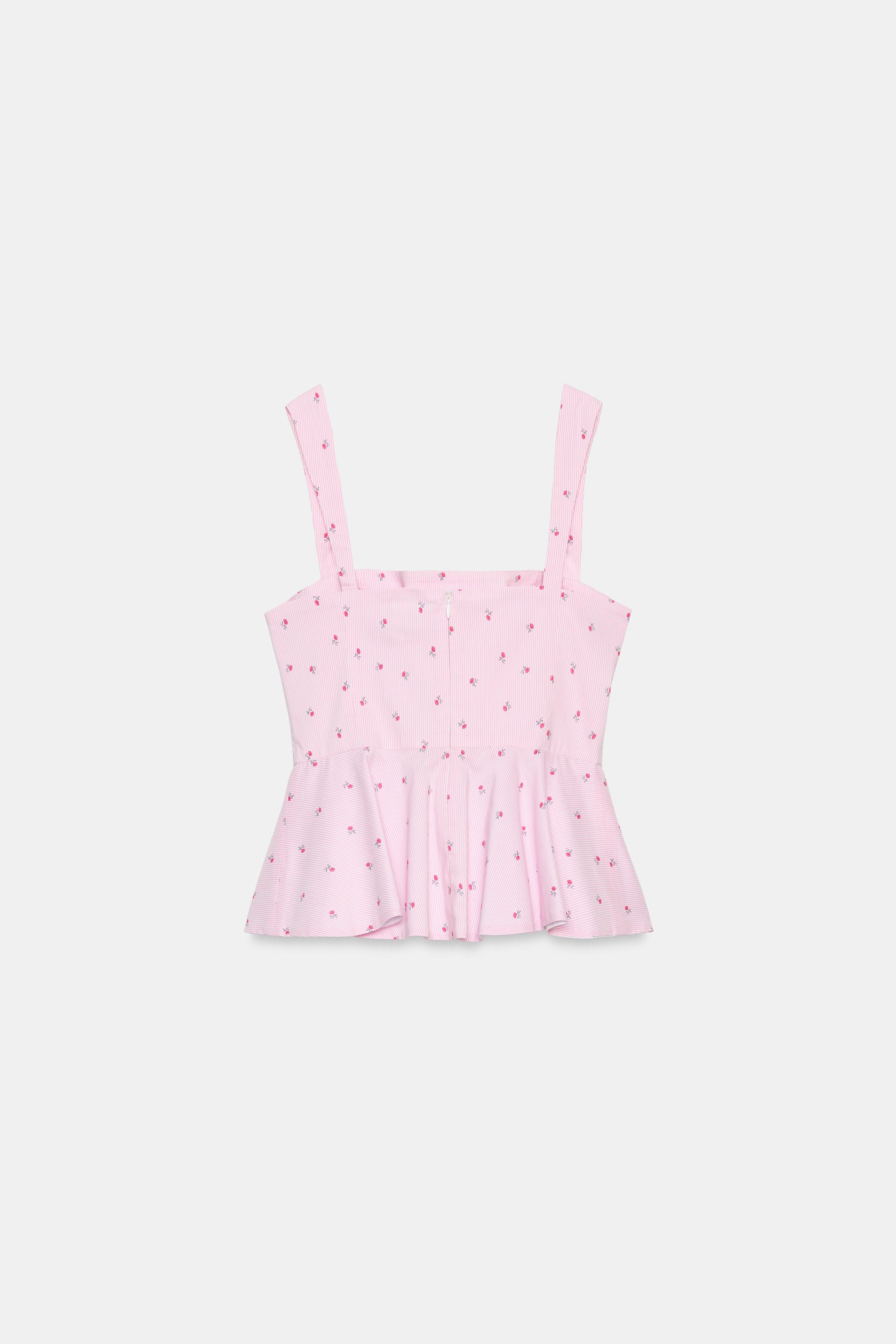 CORSETRY-INSPIRED STRIPED FLORAL TOP | Zara UK