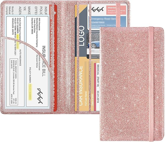 DMLuna Car Registration and Insurance Holder, Folio Leather Vehicle Card Document Glove Box Organ... | Amazon (US)