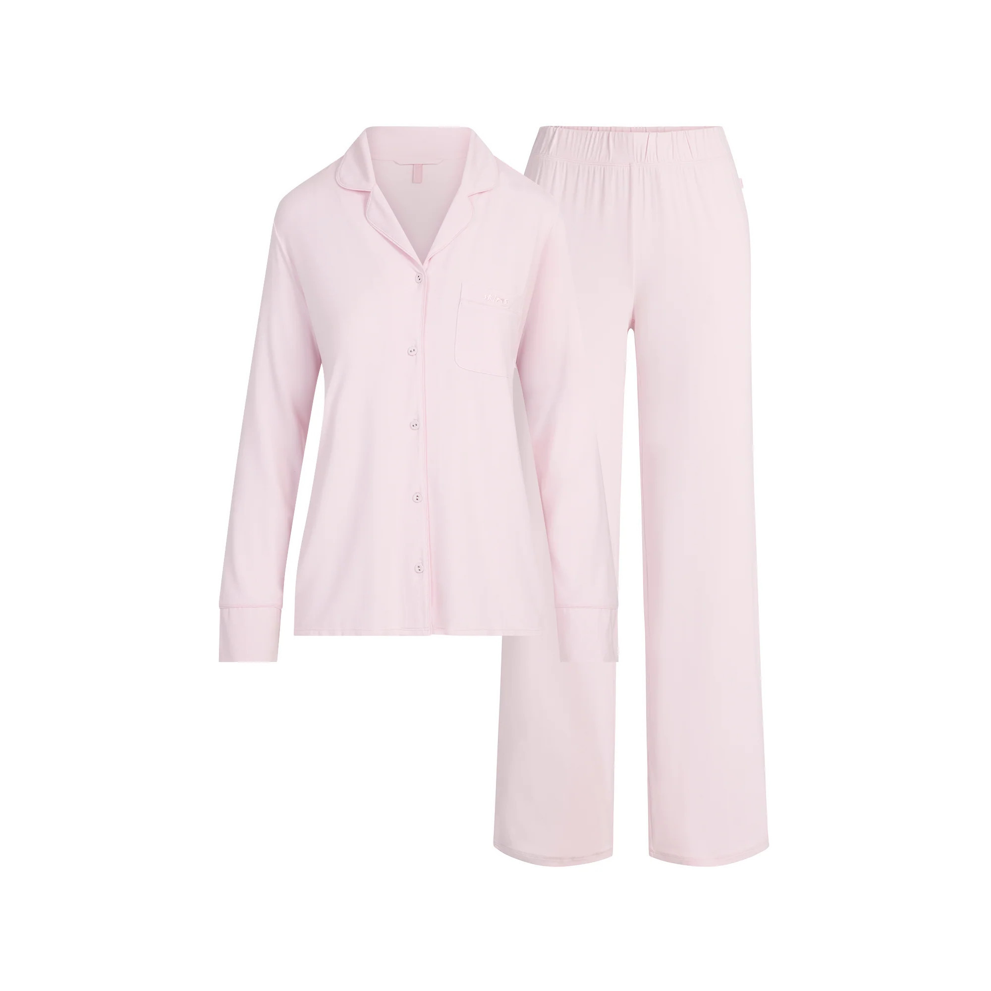 SKIMS Sleep Long Sleeve Button Up Set | Pink | Large | SKIMS (US)