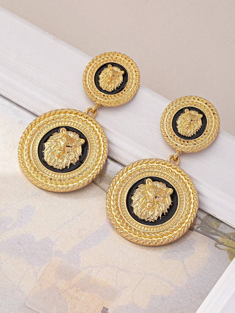 1 Pair Of Vintage Lion Earrings For Daily Commuting And Participating In Parties | SHEIN
