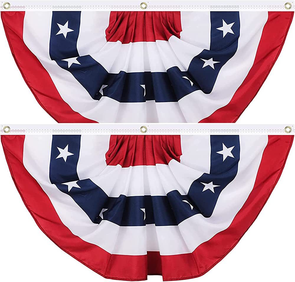 3x6Ft USA Pleated Fan Flag,Large Size American US Flag Bunting, American Patriotic Bunting with C... | Amazon (US)