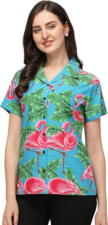 Womens Hawaiian Shirt Aloha Beach Top Blouse Swim Casual Hawaiian Shirt for Women | Amazon (US)