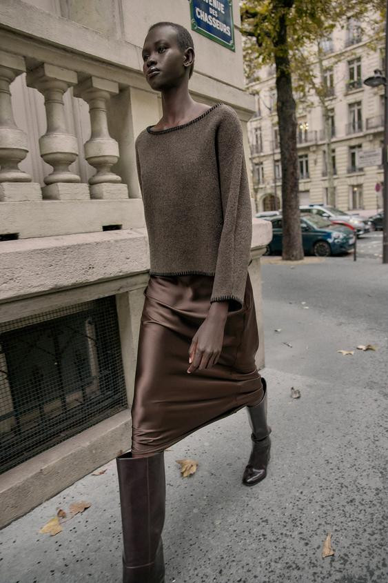 CONTRAST TOPSTITCH KNIT JUMPER | Zara US