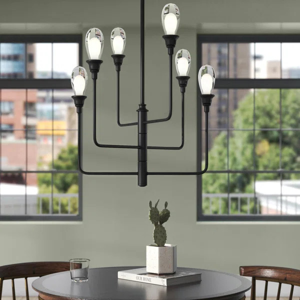 Reyer Black 6 -Bulb 27'' H Hardwired Integrated LED Outdoor Chandelier | Wayfair Professional
