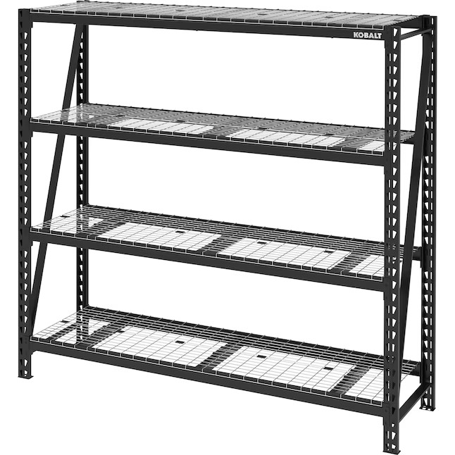 Kobalt Bolted 4 -Tier Heavy Duty Black Metal Utility shelving unit with Wire Shelves ( 77-in W x ... | Lowe's
