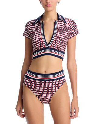Robin Piccone Simone T Shirt Swim Top & Simone High Waist Bikini Bottom  | Bloomingdale's EDITORI... | Bloomingdale's (US)
