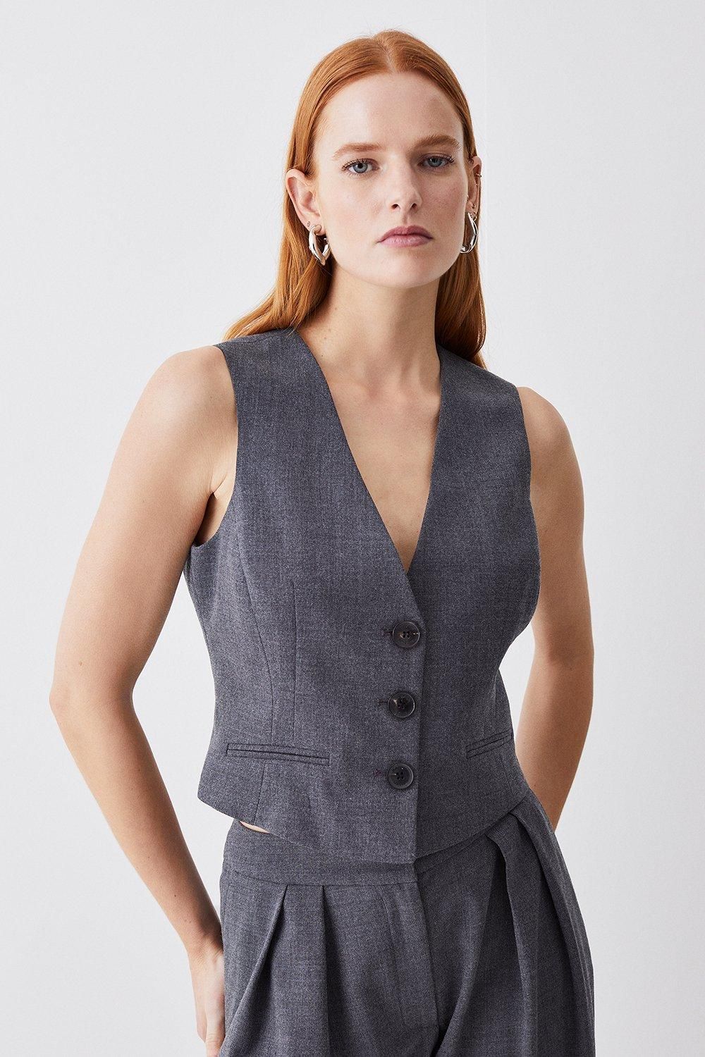 Premium Wool Flannel Vest | Karen Millen US