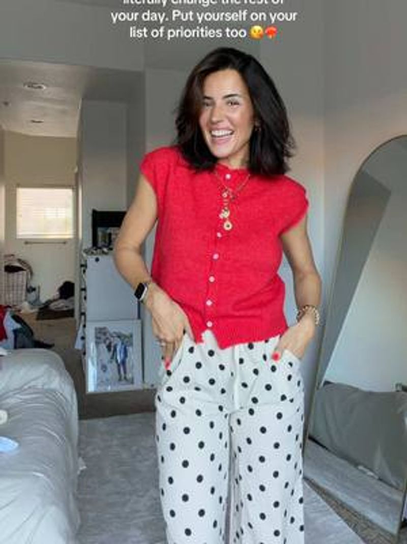 When in doubt… add polka dots and a pop of red 😉 

 #LTKgrwm #LTKvlog #LTKTall