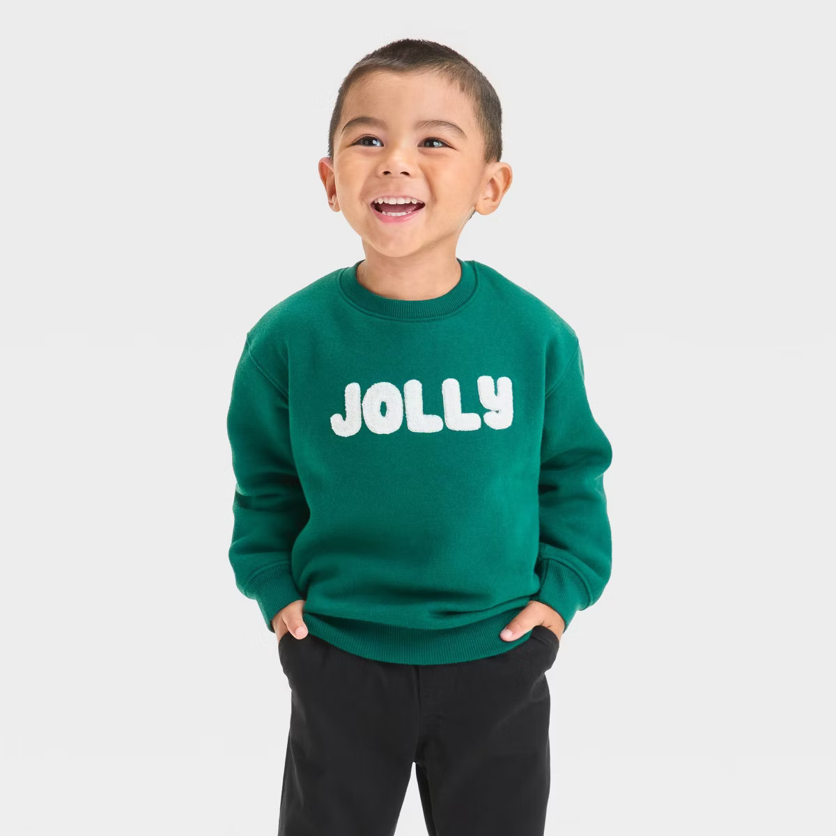 Toddler Boys' Jolly Fleece Crew Neck Sweatshirt - Cat & Jack™ Green | Target
