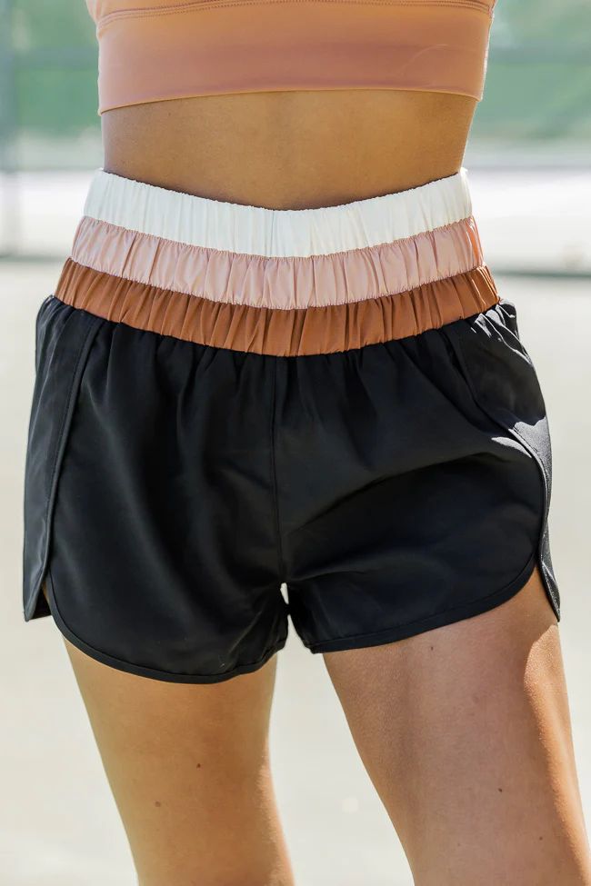 Errands To Run Black Colorblock High Waisted Athletic Shorts | Pink Lily