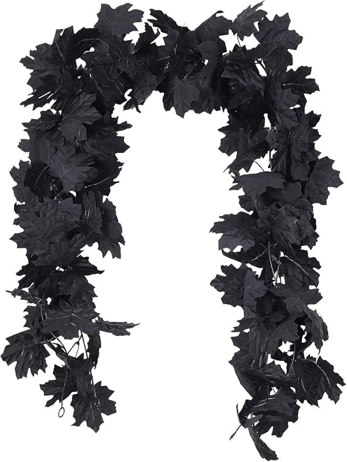 Fall Decor Black Garland, Black Decorations Halloween Garland, Fall Wall Hanging Maple Leaves, Ar... | Amazon (US)