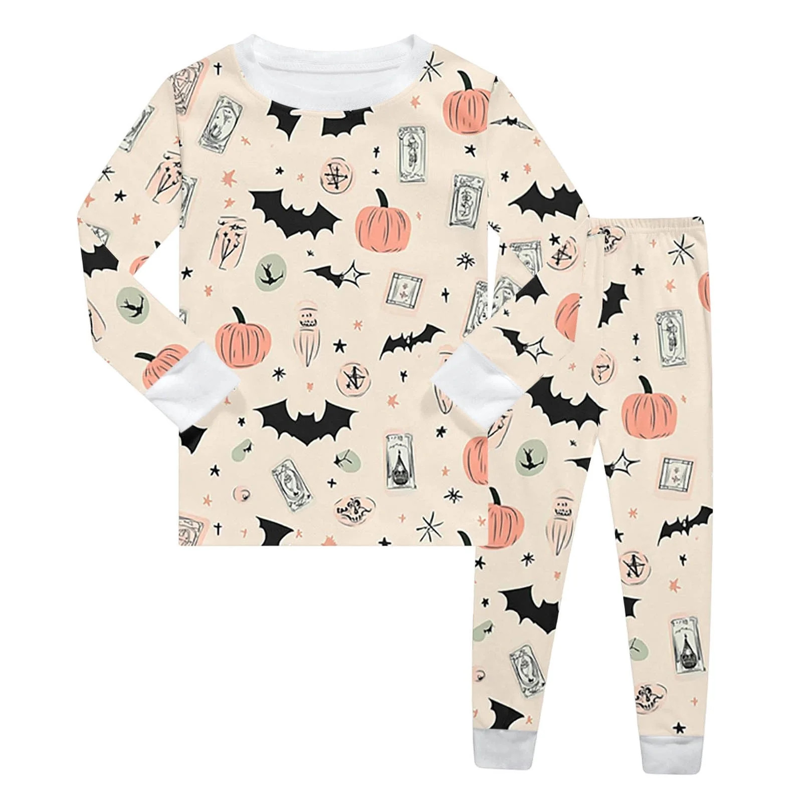 Wuxian Toddler Pajamas Halloween Girls Crew Neck Cute Print Pajama Sets Long Sleeve Lovely Sleepw... | Walmart (US)