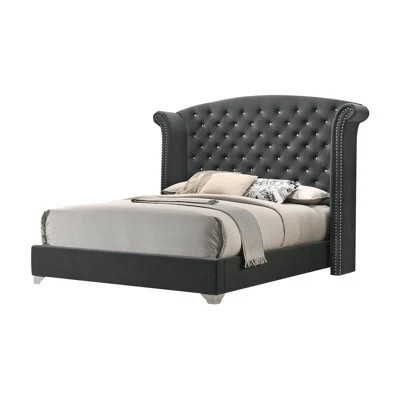 Janziel Upholstered Wingback Bed in Gray | Wayfair North America