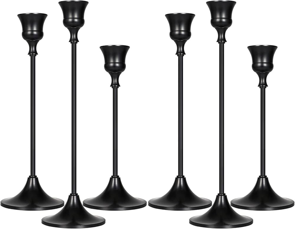 Black Candlestick Holders - Taper Candle Holders Vintage Candlelight Dinner Metal Candlestick Hol... | Amazon (US)
