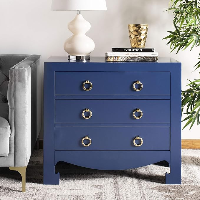 Safavieh Home Dion Lapis Blue and Gold 3-drawer Chest | Amazon (US)