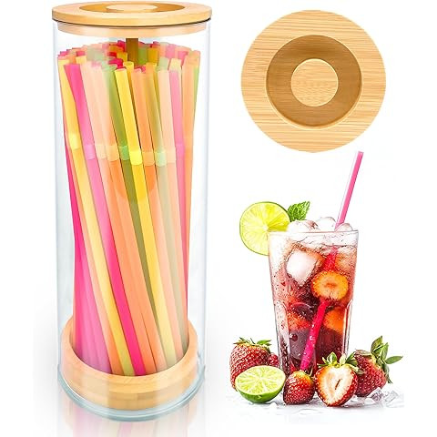 Amazon.com: Long Straw Dispenser, Reusable Storage Container Plastic Drinking, Clear Acrylic Stra... | Amazon (US)