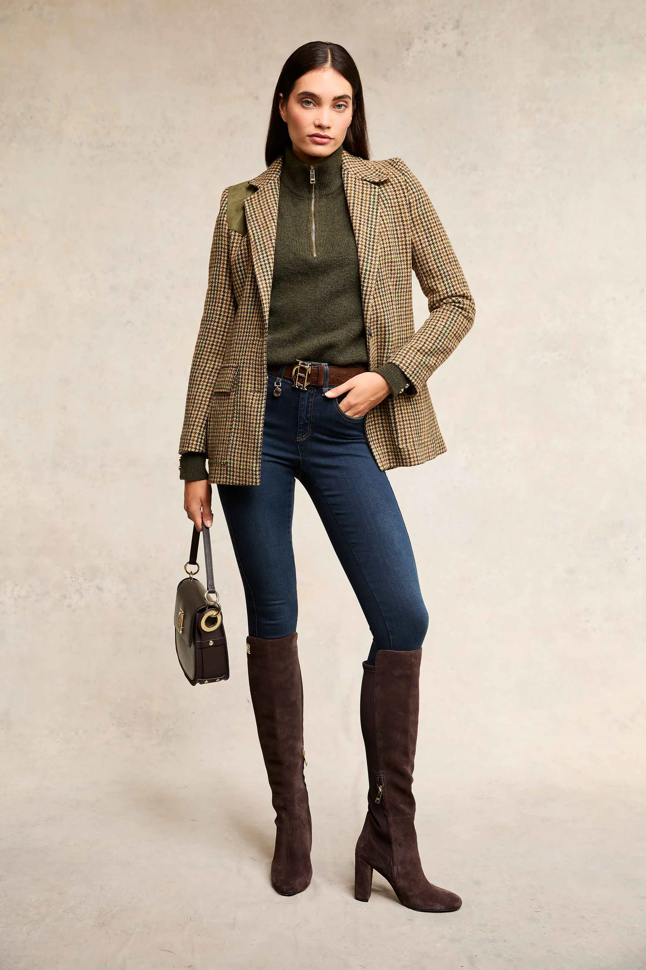 Tori Quarter Zip Knit (Forest Green) | Holland Cooper