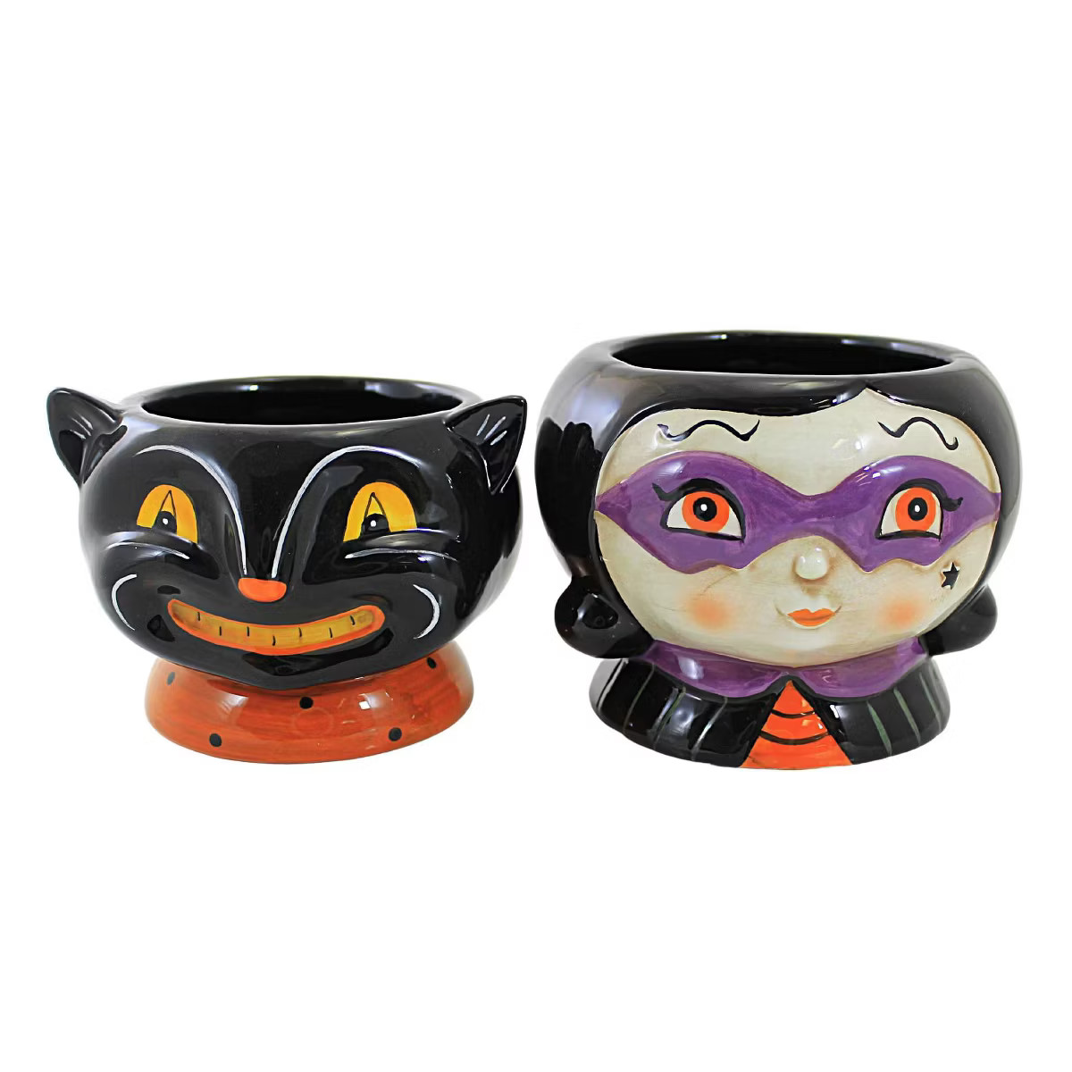 Transpac 4.25 In Black Cat/Witch Snack Dish Halloween Seasonal Tabletop , Halloween Johanna Parke... | Target