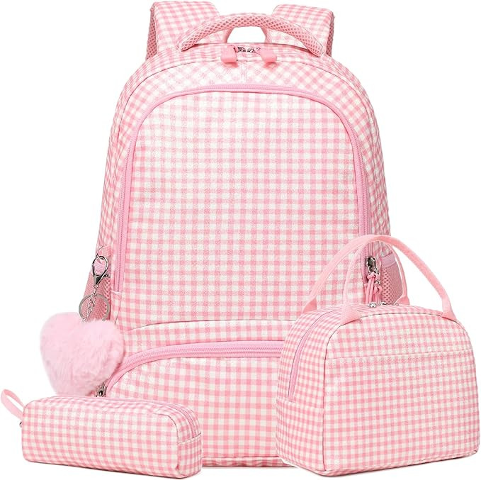 School Backpack for Girls, 3PCS Backpack Set with Lunch Box Pencil Case for Preschool Elementary ... | Amazon (US)