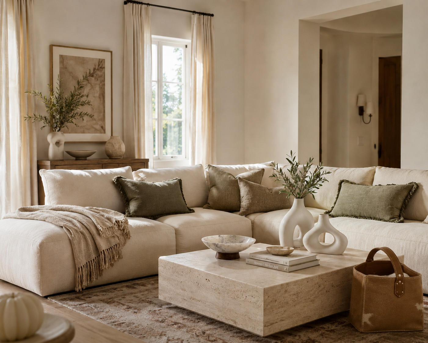 Warm neutrals prove that an all-white room never has to feel flat. 

The secret is layering in texture, contrast, and organic materials through accessories and decor. Sculptural ceramics, olive stems, natural stone, woven textiles, and warm leather accents add depth and character while keeping the palette calm and timeless.

When every piece brings a different texture to the space, the room feels collected, inviting, and lived in—not sterile.

I've linked everything from the coffee table styling to the pillows, throw, basket, and decor so you can recreate the look in your own home.

#LTKHome #NeutralLivingRoom #InteriorDesign #LivingRoomInspo #CoastalModern #NeutralDecor #HomeStyling #OrganicModern #MicklerCo #ShopTheLook #FigureEightIslandNC 

 