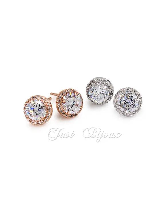 Wedding Earrings Rose Gold plated Zirconia Earrings Wedding Jewelry Crystal Earrings Teardrop Ear... | Etsy (US)