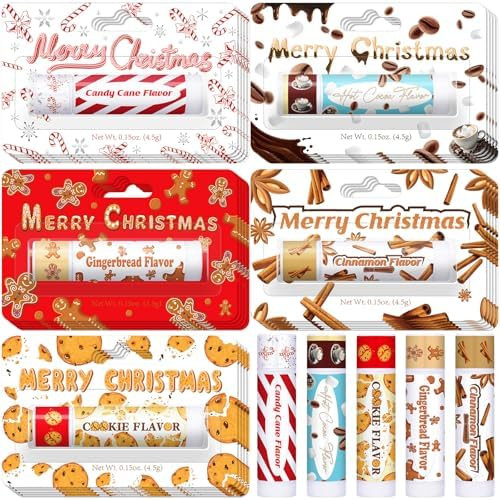 5 Pcs Christmas Lip Balms Bulk Peppermint Candy Flavor Lip Balm Holiday Gingerbread Hot Cocoa Coo... | Amazon (US)