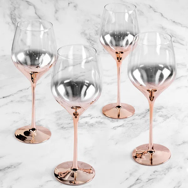 Ayer Electroplated Ombre Crystal Wine Glasses (Set of 4) | Wayfair Professional