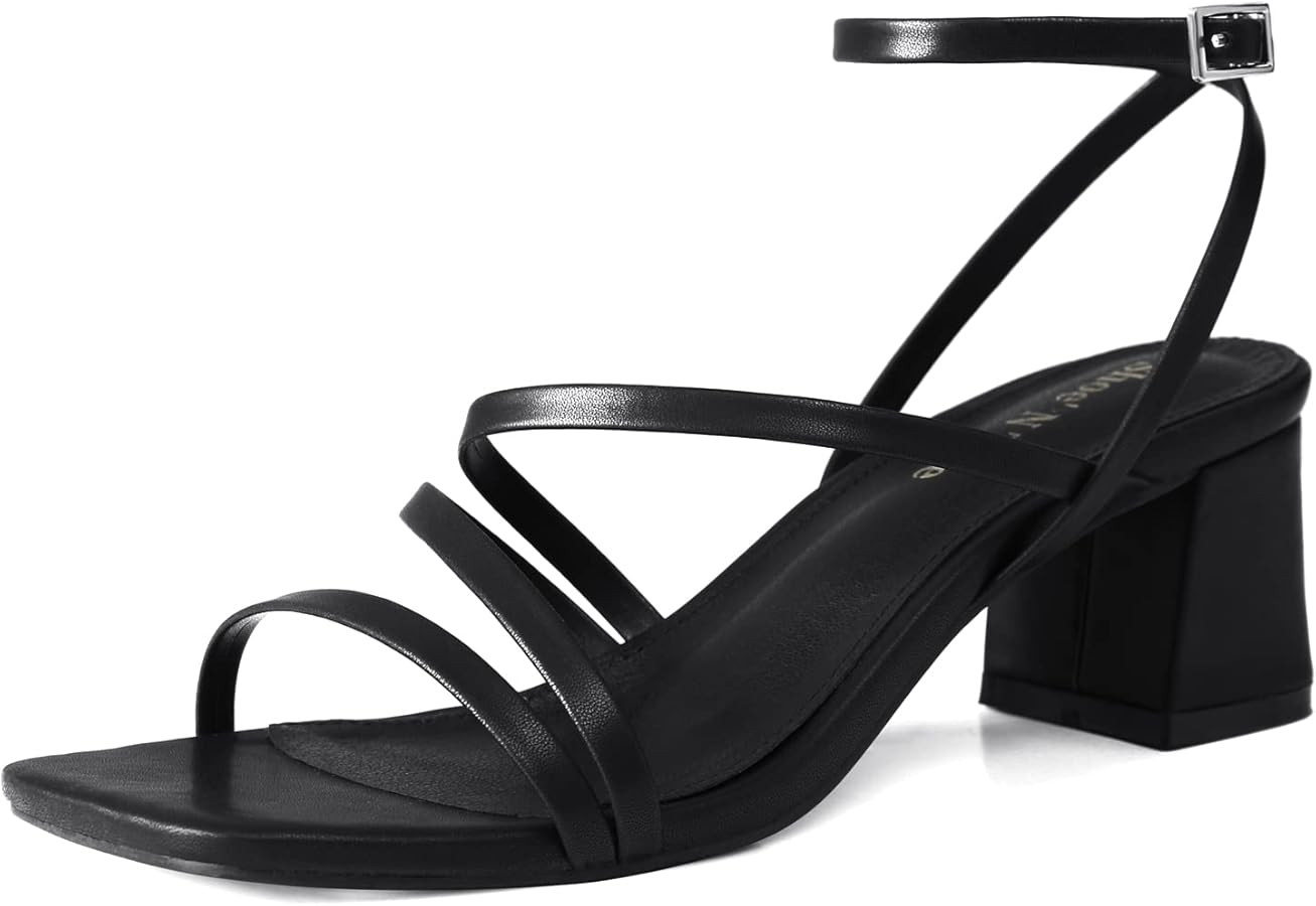 Shoe'N Tale Strappy Heels for Women Low Chunky Block Heel Dress Shoes Square Open Toe Ankle Strap... | Amazon (US)