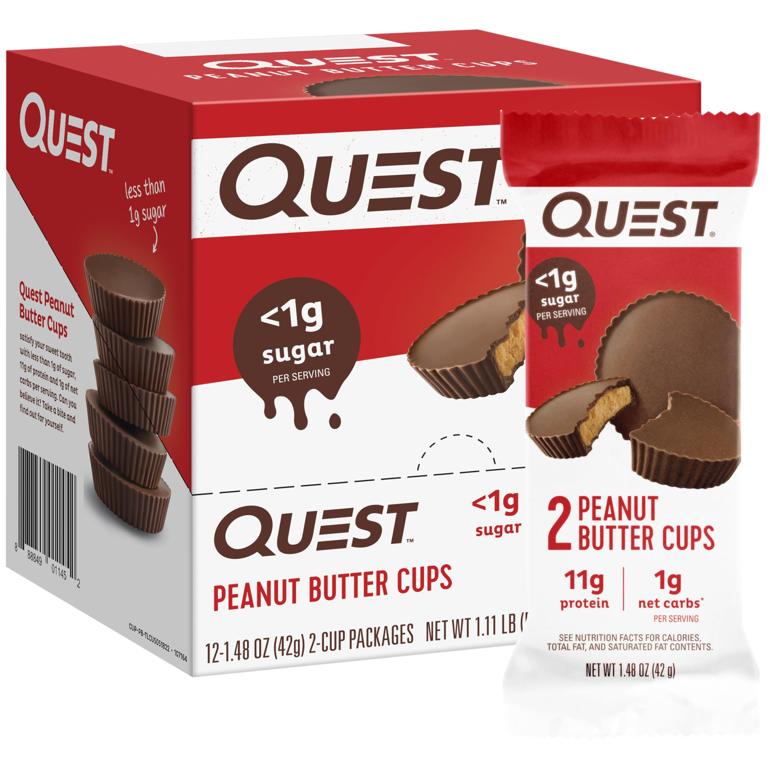 Quest Nutrition Peanut Butter Cups, 11g Protein, 1g Sugar, Low Carb, Gluten Free, Keto Friendly, ... | Amazon (US)