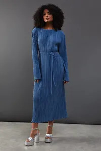 Plisse Belted Column Midi Dress | Debenhams UK